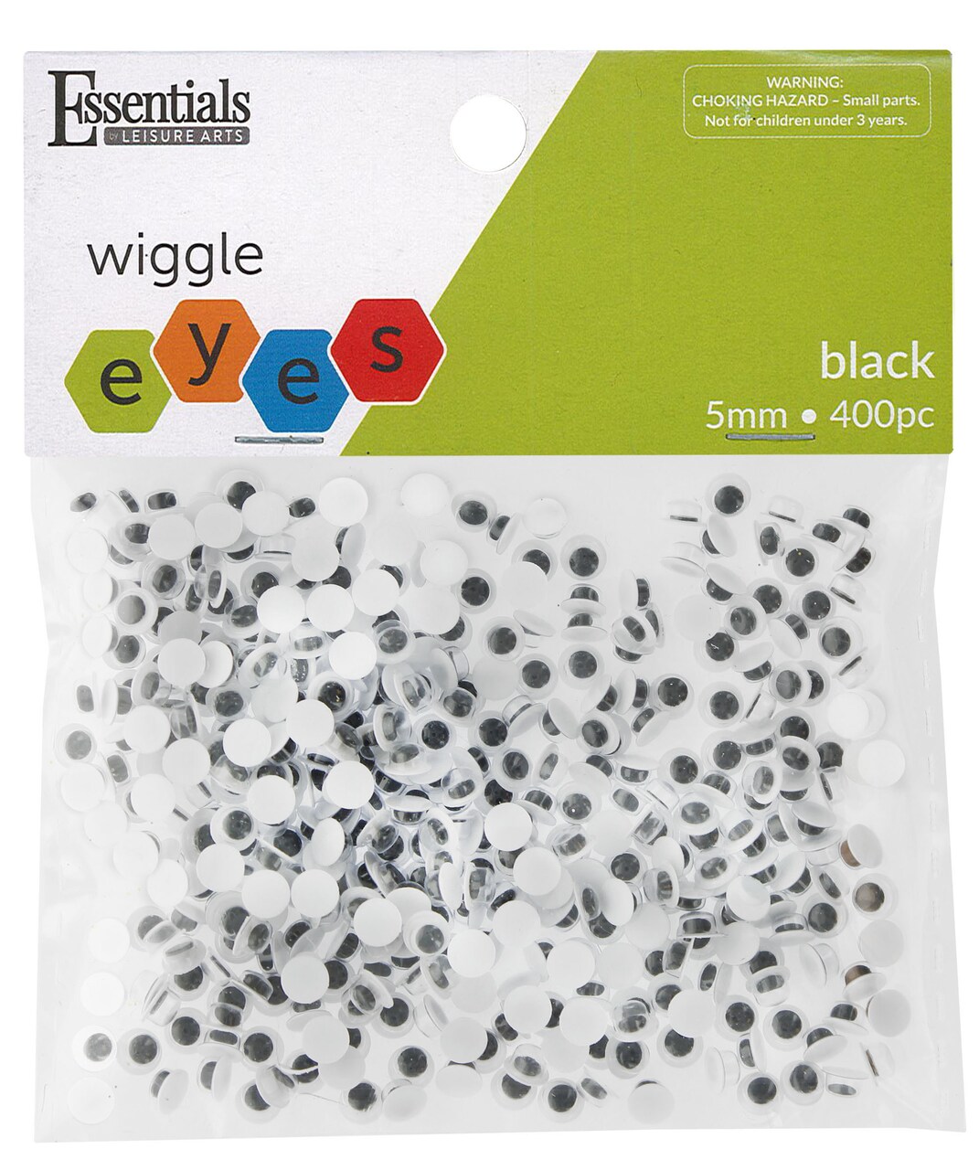 Essentials by Leisure Arts Eyes Paste On Moveable 5mm Black 400pc Googly Eyes, Google Eyes for Crafts, Big Googly Eyes for Crafts, Wiggle Eyes, Craft Eyes